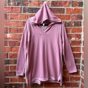 J. Jill Womens Large Dusty Rose Hooded Long Sleeve Tunic Sweater Top